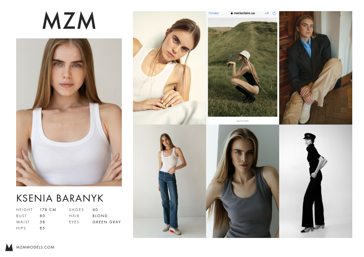 MZM Ksenia Baranyk Comp Card