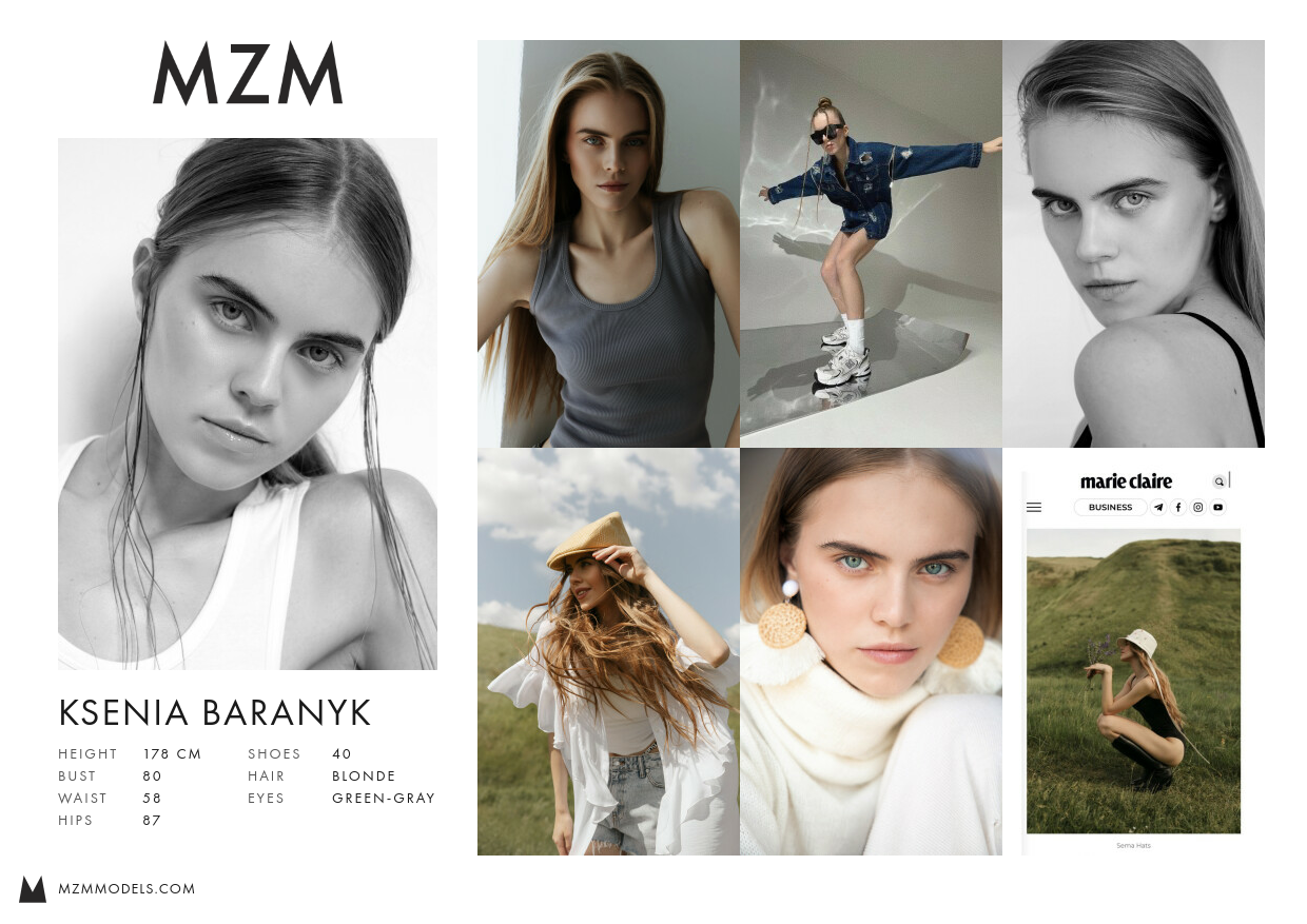 MZM Ksenia Baranyk Comp Card